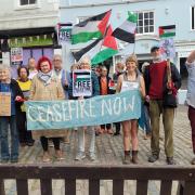 Protesters gathered in Bridport to call for a ceasefire in Gaza