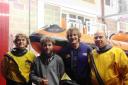 Alex Ellis-Roswell, second left, with the Lyme Regis lifeboat crew