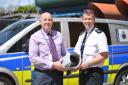 FIGHTING CRIME: Ray Storey, Dorset Police ANPR manager, and former chief inspector Bryan Duffy with an ANPR camera.