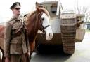 Trooper Kieran Sherring with Adam the horse at the launch of the exhibition