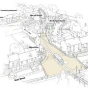 This sketch shows a train passing through West Street in Bridport Picture: Bridport Branch Renewal Corridor