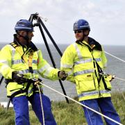 James (right) with Rob Malpas (left) during Cliff Rescue Training in 2011