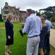 Liz Truss takes questions from the media at Athelhmpton House