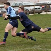 Lewis Allan, left, scores a try in the corner for the Seahorses