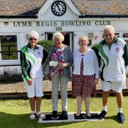 Children's charity Butterflies receive a cheque from Lyme Regis Bowling Club