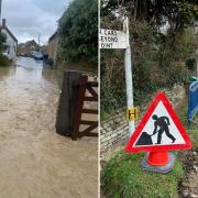 Before and after: Sea Hill Lane was 'turned into a river' due to heavy rainfall, works have now commenced to fix the issues
