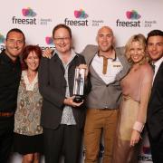Chris Chibnall with Broadchurch stars at the Freesat Awards