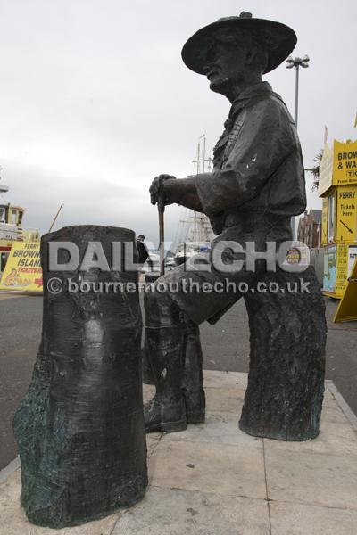The statue of Lord Baden-Powell, founder of the scouting movement, at Poole Quay. 
