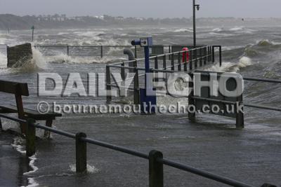 Stormy weather ... Muderford Quay was awash.