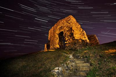Perseid meteor shower taken at Christchurch Castle, Dorset, taken by Rob Cherry.
