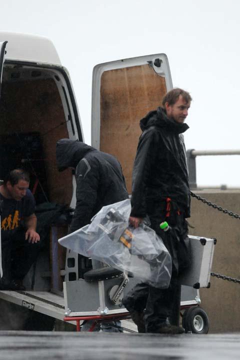 Getting set up to start filming at "Broadchurch" police station on set at West Bay on 9 October, 2012. Picture: John Gurd