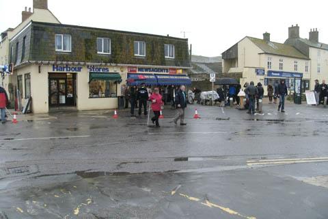 Filming of Broadchurch at Harbour News in West Bay October 8, 2012.