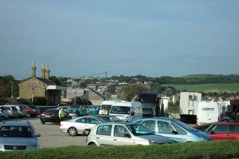 The production team takes over the Station car park at West  Bay on 3 September, 2012