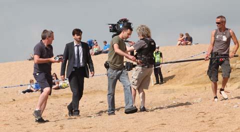 David Tennant filming Broadchurch at West Bay.