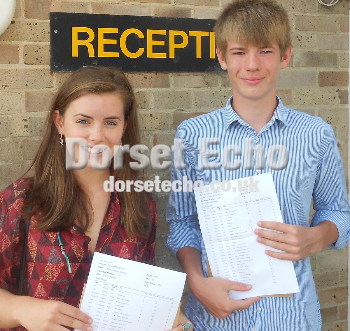 GCSE results Beaminster GCSEs students Emma Schwier and Connor Harris August 2013