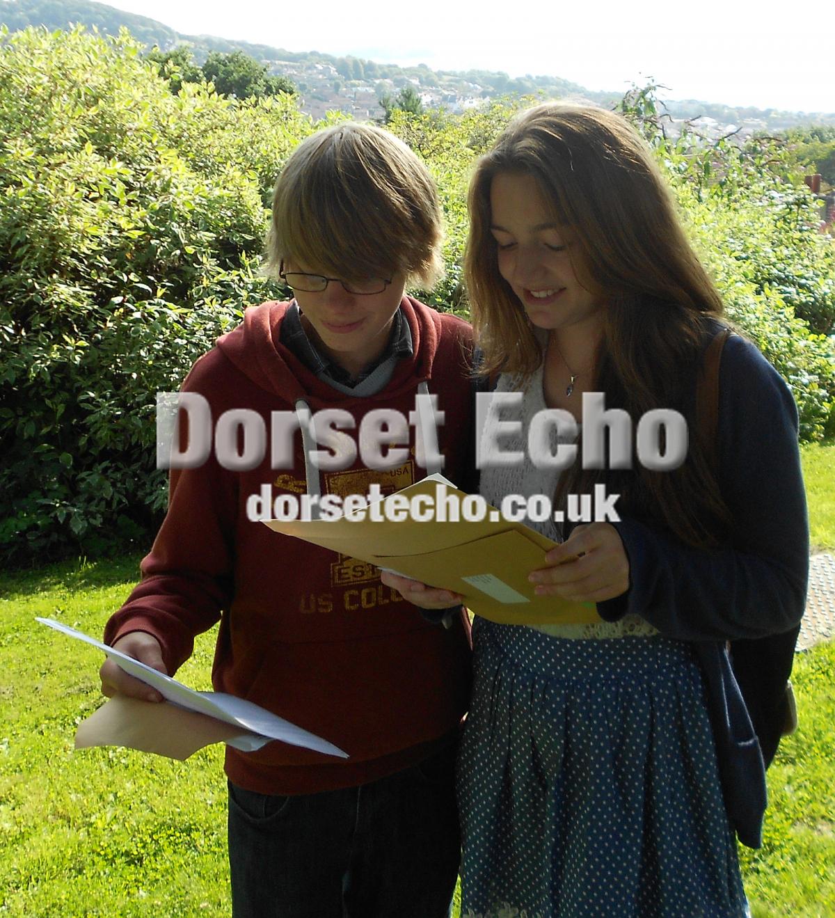 Woodroffe GCSE students Jack Hatcher and Kate Shaw August 2013