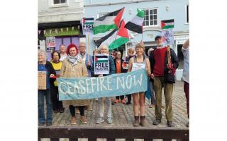 Protesters gathered in Bridport to call for a ceasefire in Gaza
