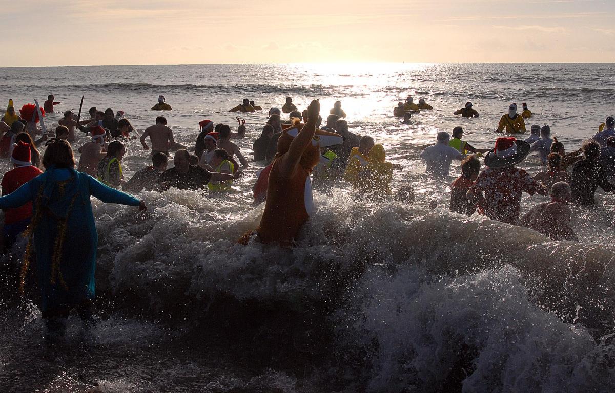 Christmas Day Charmouth Swim. Picture from Neil Harvey