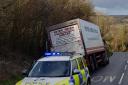 The lorry got stuck on the verge    Picture: DORSET POLICE