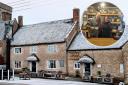 Half Moon, Melplash and inset, landlords Jamie and Clare Pimbley  (pictures supplied by pub)