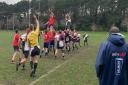 Bridport win a line-out during their narrow 29-25 defeat at Oakmeadians		      Picture: GUY LIVINGSTON