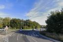 A crash at the Football Ground Roundabout has left the A35 partially blocked
