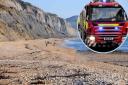 Firefighters were alerted to a person stuck in mud at Charmouth