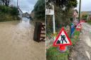 Before and after: Sea Hill Lane was 'turned into a river' due to heavy rainfall, works have now commenced to fix the issues