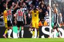 Newcastle's players celebrate after the fourth goal in their 5-1 win over Sheffield United