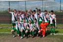 The Northwich Victoria under 13s team celebrate their cup final victory