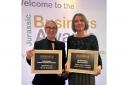 L to R: Jane Croft and Clare Matheson collecting their awards at the Jurassic Business Awards ceremony held on Thursday February 29 2024 at Sidmouth Rugby Club