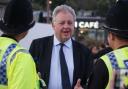 Police and crime commissioner for Dorset David Sidwick speaks with officers in Bournemouth