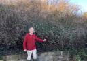 Neil Mattingly next to six foot bank which would have to be lowered if a footpath were to be routed
