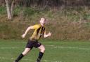 Cameron Fowler scored twice in the 6-1 victory for Lyme Regis 			                 Picture: MAISIE HILL