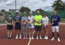 Bridport Tennis Club winners left to right: Karine Sehn, Neil Blincow, Hannah Skellern, Helen Boyer, Phil Boyer, Janet Clayton, Nick Wright 							              Picture: BRIDPORT TC