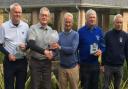 Bridport’s winning Seniors Classic team, from left: Nick Jones, Martin Drennan, George Brown and Rob England. Peter Smith seniors golf association is centre