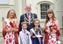 Last years young royals, Willow Jeffrey and Oliver Barnett alongside their two attendants, Maisie Grace Loveless and Millie Frampton