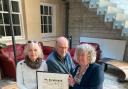 Rosie Young, left, co-owner of Bridport Old Books, architectural historian Tim Connor, and Phyllida Culpin, chair of Bridport Area Development Trust