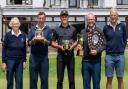 From left: Lyme Regis Golf Club ladies' captain Rosemary Shepherd, Dave Jones, Zac Mudford, Gerry Whiteley and vice-captain Bob Shepherd