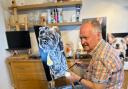 Clive Hemsley painting dog portraits