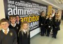 Headteacher Keith Hales with pupils of Beaminster School