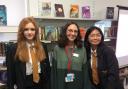 L TO R: Year 9 student Abi, Rosie Gough from Cambridge University and Year 10 student Una