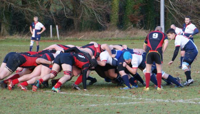 Bridport construct a solid scrum during their 29-15 loss against Puddletown 	         Picture: STUART BRIGGS