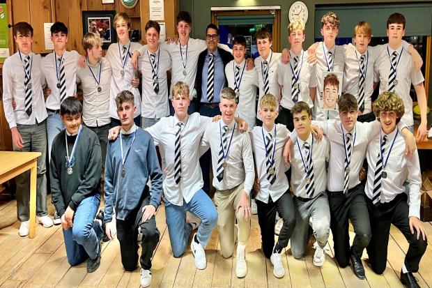 Bridport under-16s and 17s with coach Jesse Johnson, centre