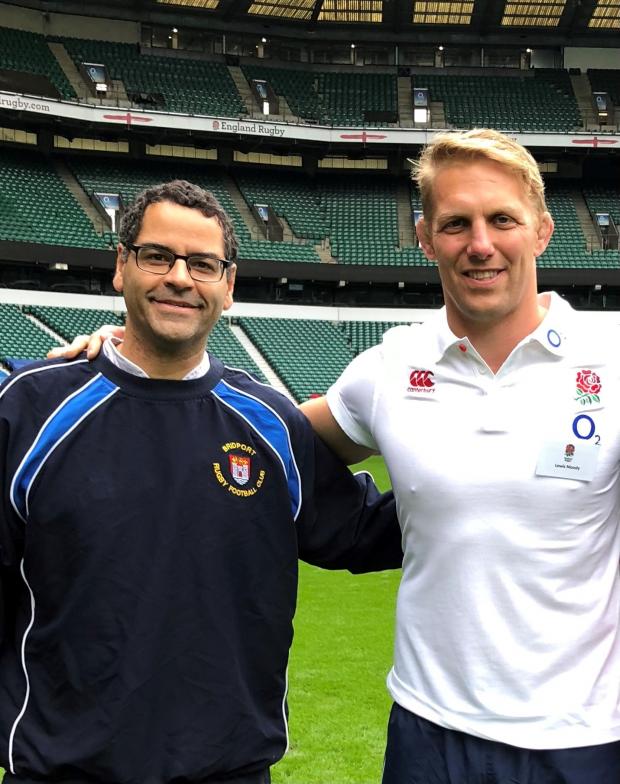 Bridport and Lyme Regis News: Jesse Johnson, left, with England star Lewis Moody Picture: JESSE JOHNSON