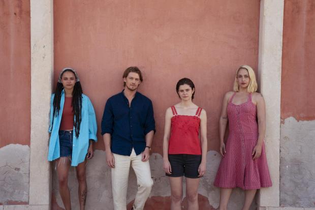 Sasha Lane as Bobbi, Joe Alwyn as Nick, Alison Oliver as Frances, Jemima Kirke as Melissa Picture: PA Photo/BBC/Element Pictures/Enda Bowe