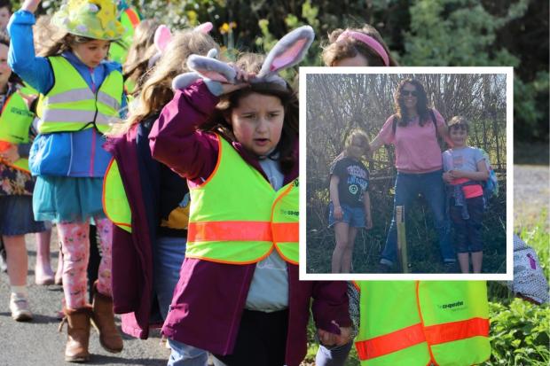 Pupils from Piddle Valley CofE First School planted dozens of trees to raise funds for Ukraine. Picture: Piddle Valley cOfE First School