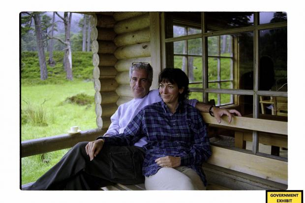 Photo issued by US Department of Justice of Ghislaine Maxwell with Jeffrey Epstein, shown to the court during her sex trafficking trial in the Southern District of New York. Picture: PA