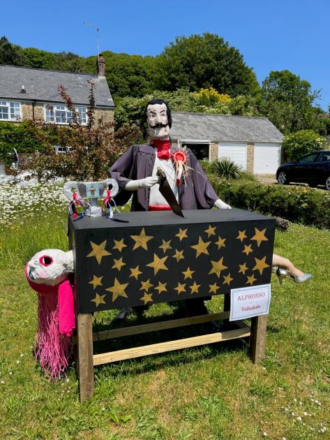 Scarecrows filling streets of Loders and Uploders, Dorset
