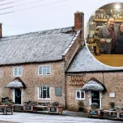 Half Moon, Melplash and inset, landlords Jamie and Clare Pimbley  (pictures supplied by pub)